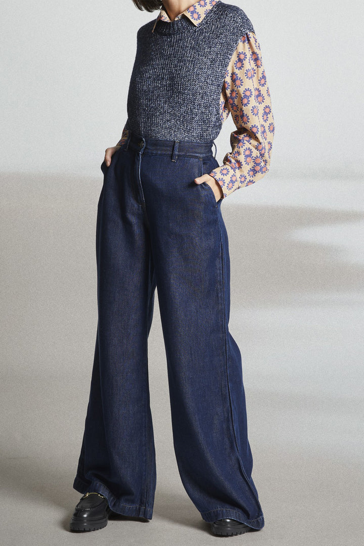Mat De Misaine Tadi Mouline Blue Sleeveless Jumper 25H-TADI SM-512 MO21 - Shirley Allum Boutique