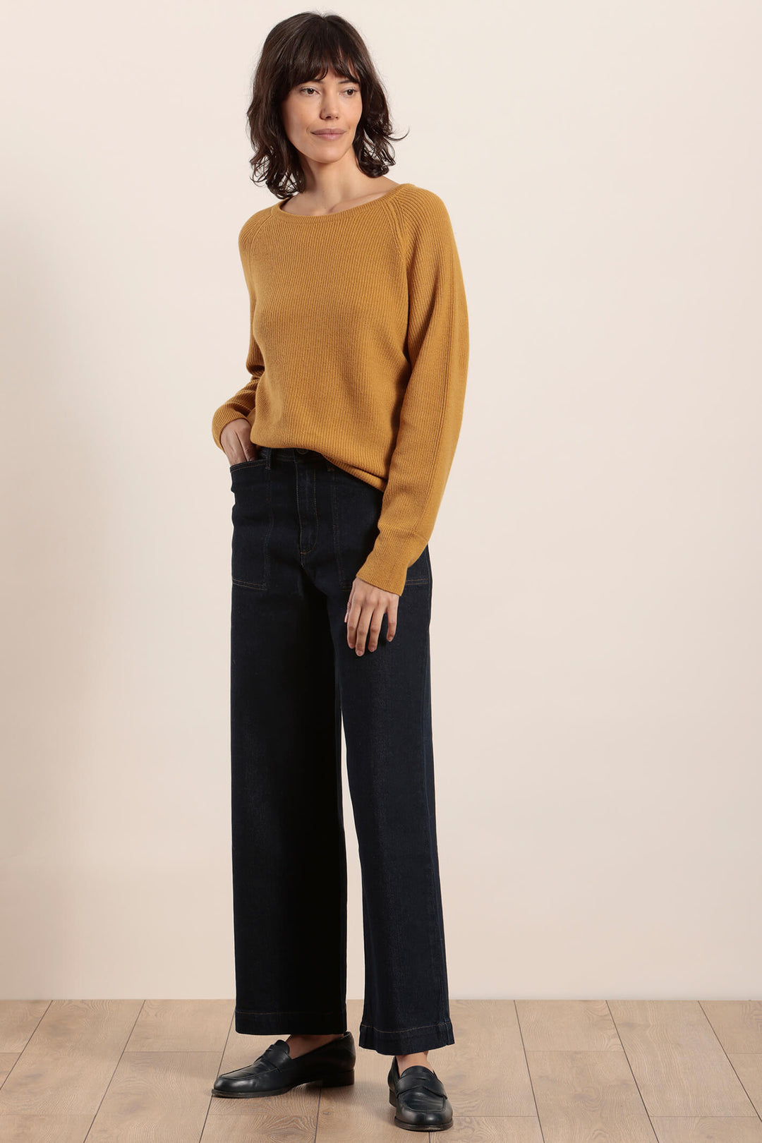 Mat De Misaine Tina 510 Aurore Mustard Yellow Wide Neck Jumper - Shirley Allum Boutique