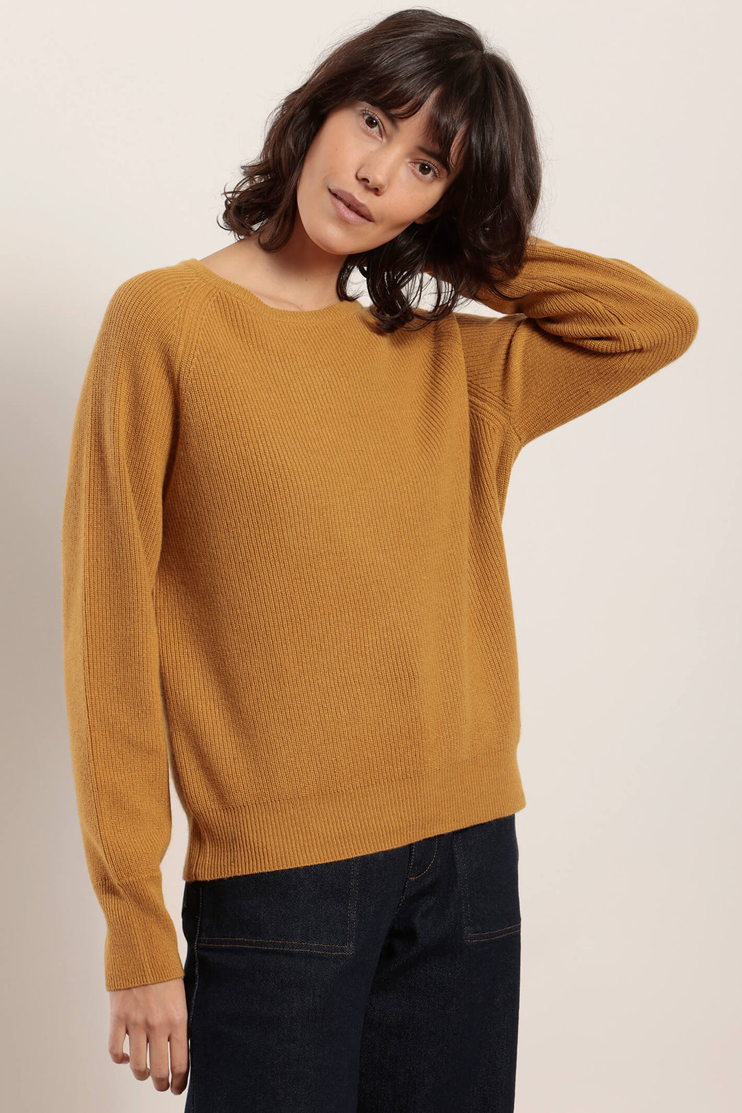 Mat De Misaine Tina 510 Aurore Mustard Yellow Wide Neck Jumper - Shirley Allum Boutique