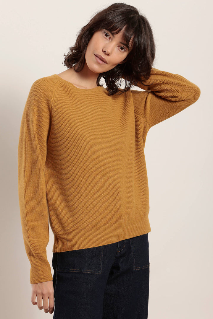 Mat De Misaine Tina 510 Aurore Mustard Yellow Wide Neck Jumper - Shirley Allum Boutique