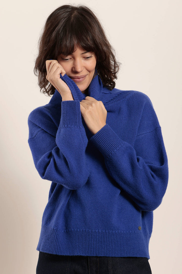 Mat De Misaine Tiscali 532 Atlantique Royal Blue Roll Neck Jumper - Shirley Allum Boutique