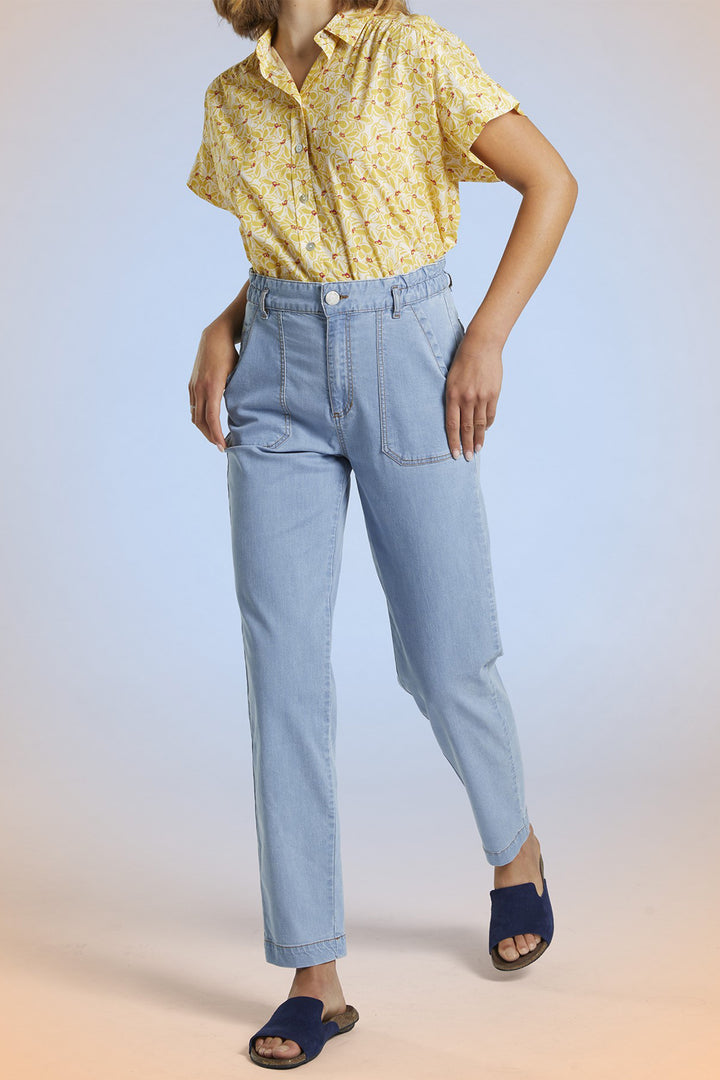 Mat De Misaine Trousers Elastic Waist Bleach Blue Clair Pontivy-34728 U245C - Shirley Allum Boutique