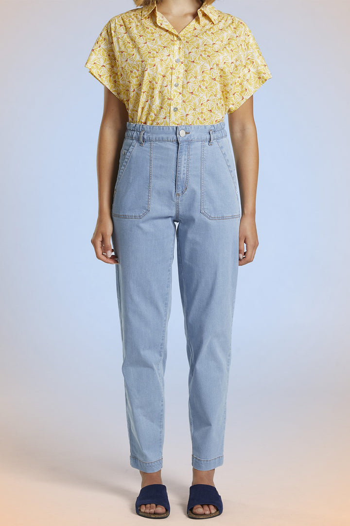 Mat De Misaine Trousers Elastic Waist Bleach Blue Clair Pontivy-34728 U245C - Shirley Allum Boutique