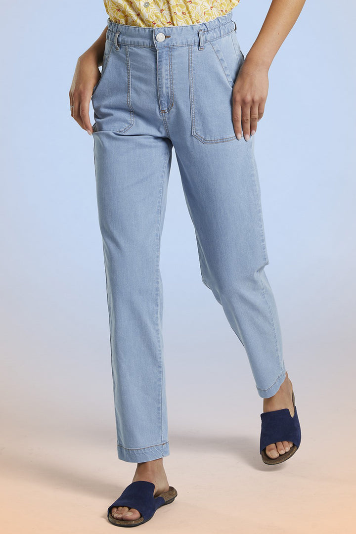 Mat De Misaine Trousers Elastic Waist Bleach Blue Clair Pontivy-34728 U245C - Shirley Allum Boutique