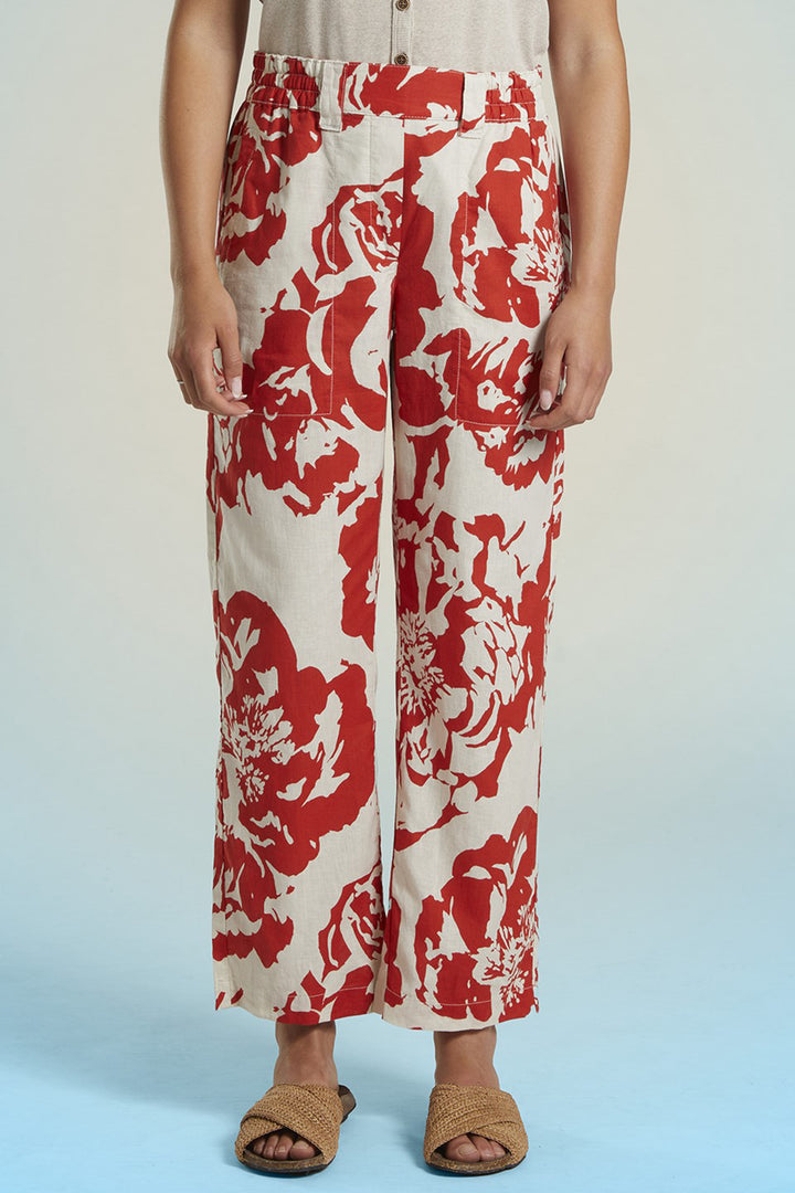 Mat De Misaine Trousers Imperial Red Pechou Print Polder-10244 I322 - Shirley Allum Boutique