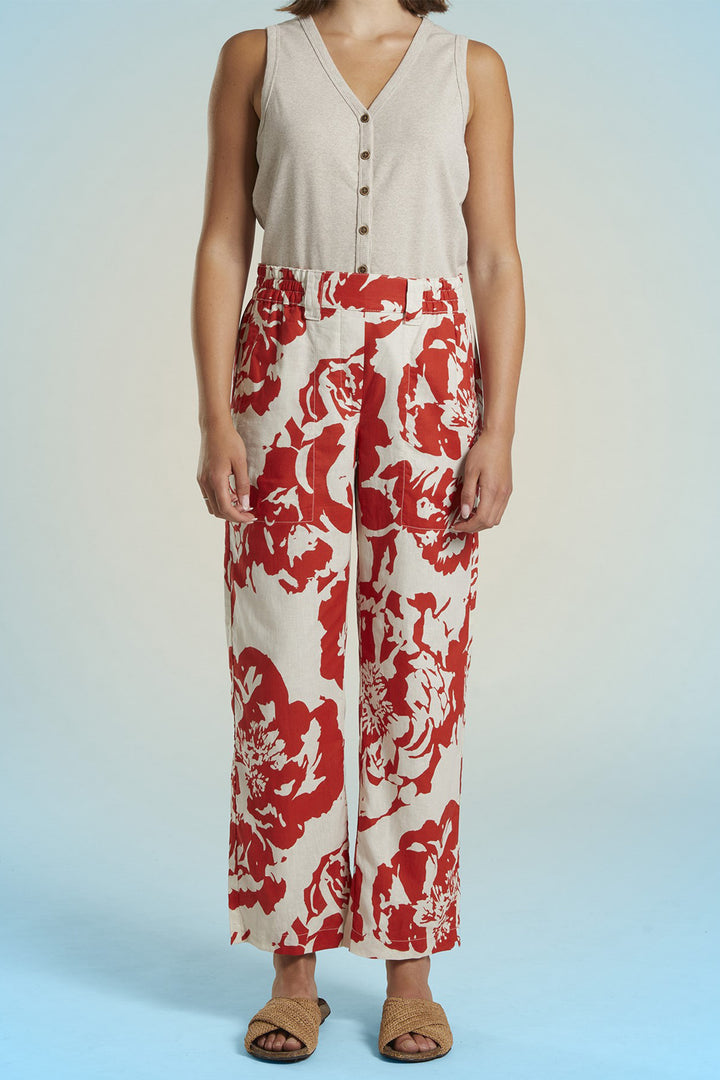 Mat De Misaine Trousers Imperial Red Pechou Print Polder-10244 I322 - Shirley Allum Boutique