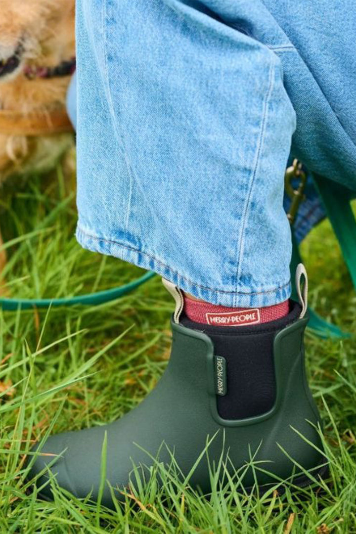 Merry People Bobbi Forest Green Short Wellington Boots, lifestyle