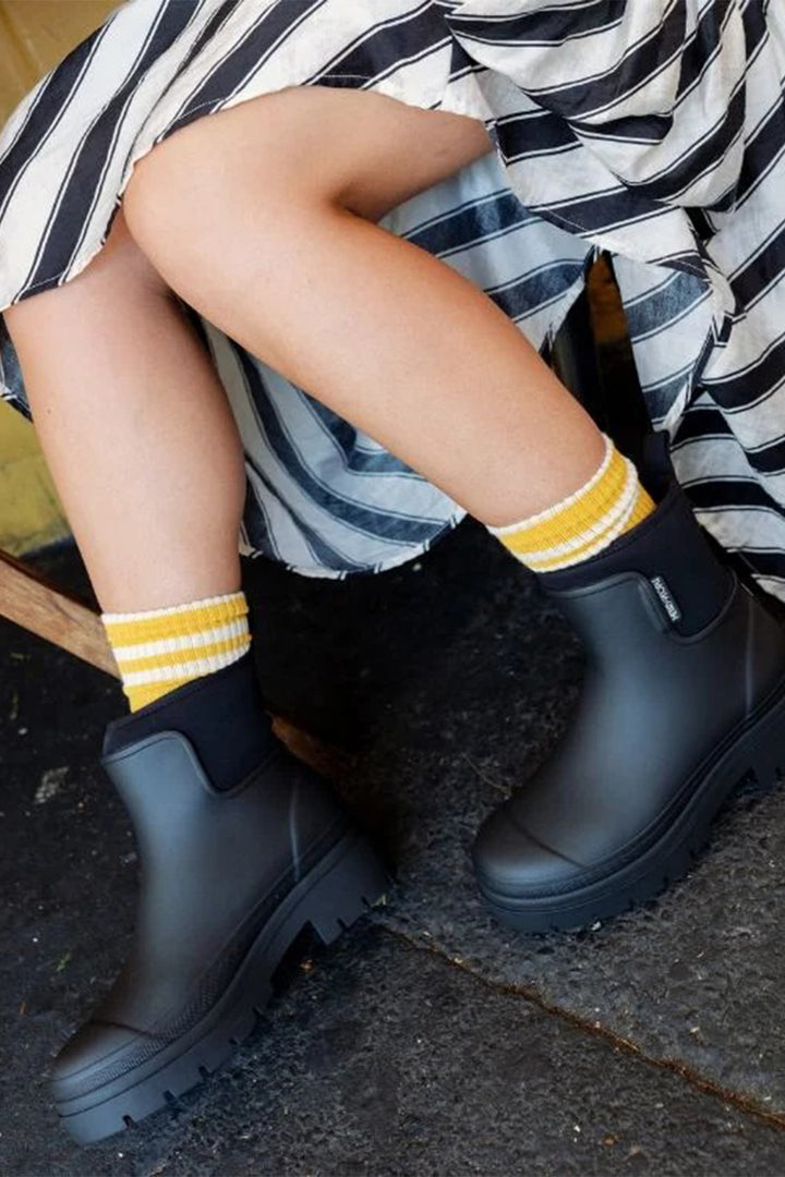 Merry People Tully Black Short Wellington Boots, lifestyle, fourth view