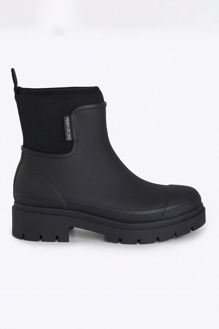 Merry People Tully Black Short Wellington Boots, side view