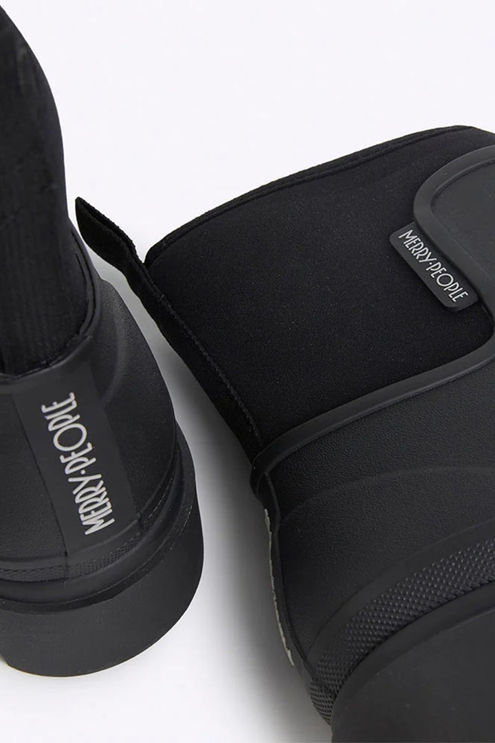 Merry People Tully Black Short Wellington Boots, close-up