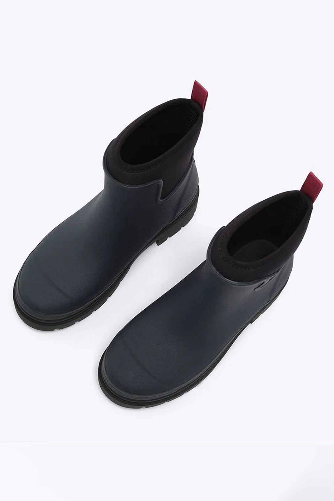 Merry People Tully Midnight &amp; Magenta Navy Short Wellington Boots, view from above