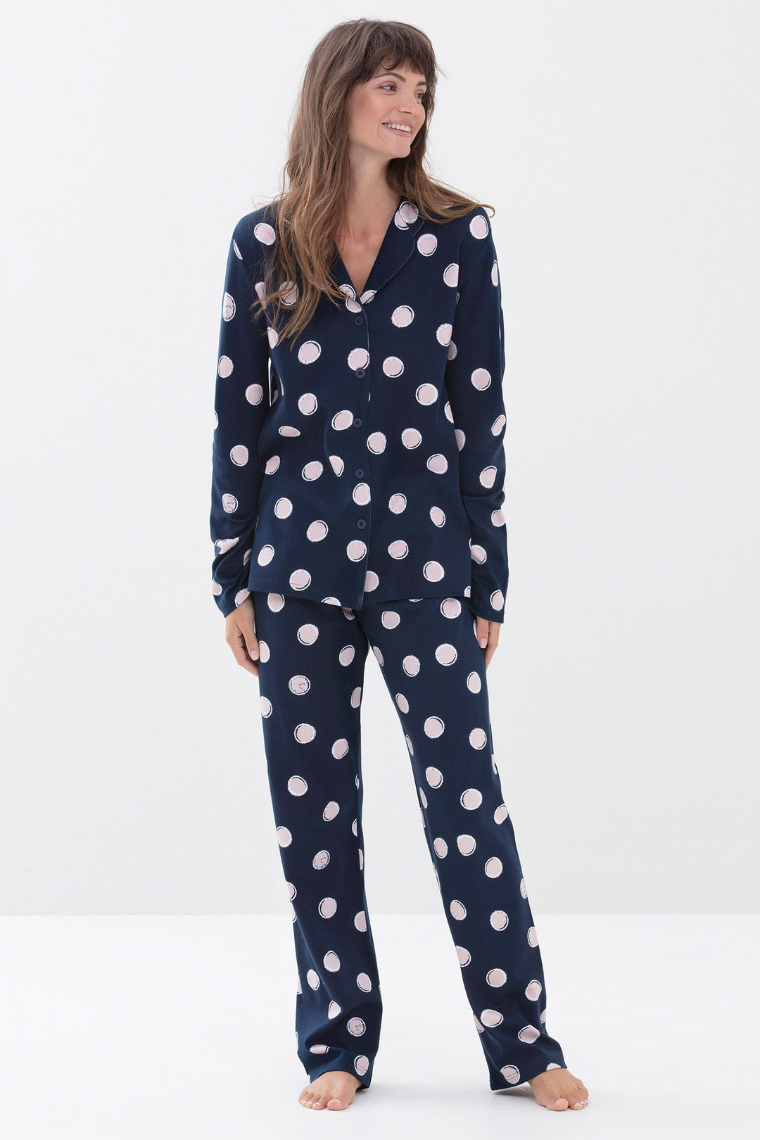 Mey 14063 408 Night Blue Spot Cotton Pyjamas - Shirley Allum Boutique