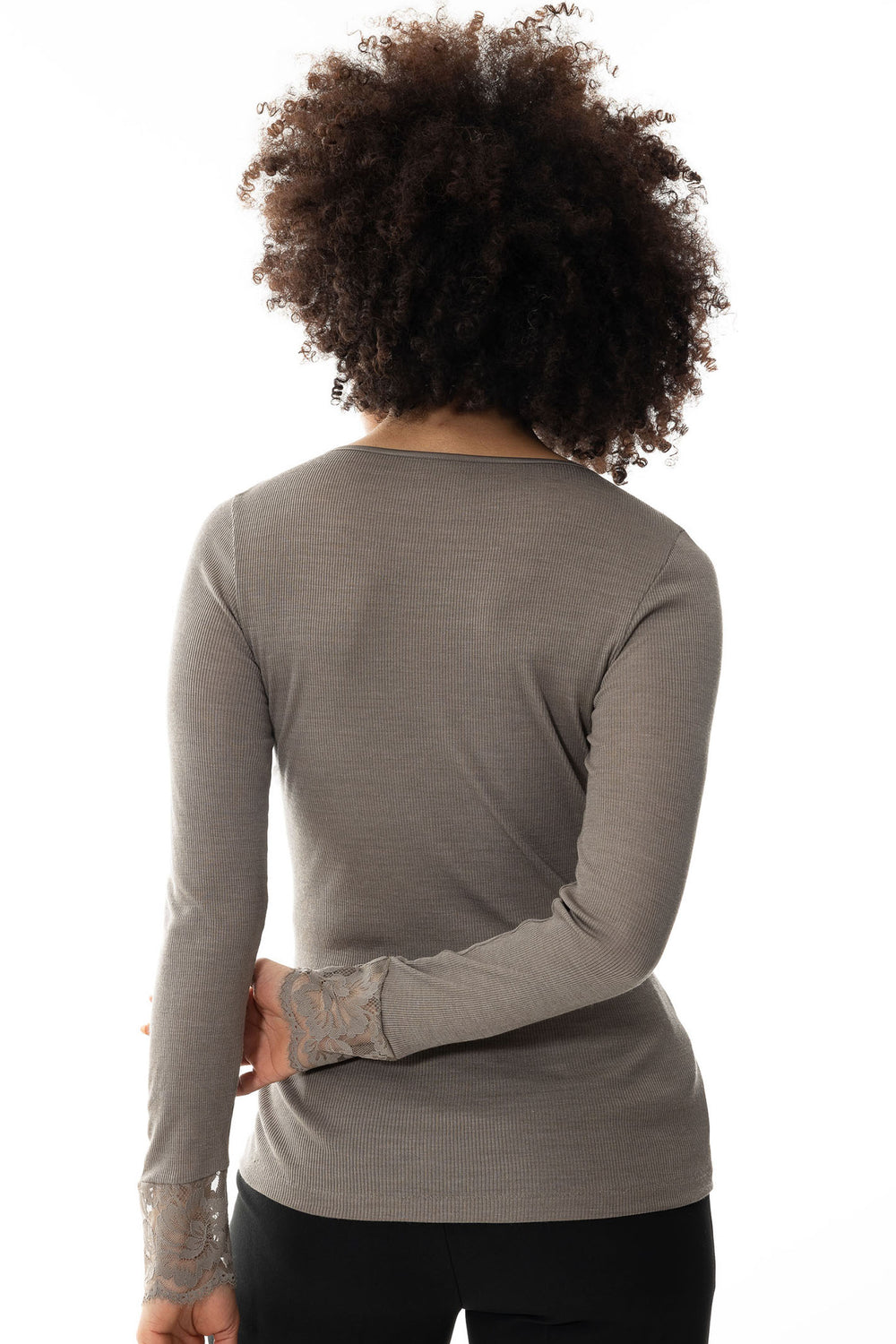 Mey 66015 090 Deep Taupe Serie Wool Love Long Sleeve T-Shirt - Shirley Allum Boutique