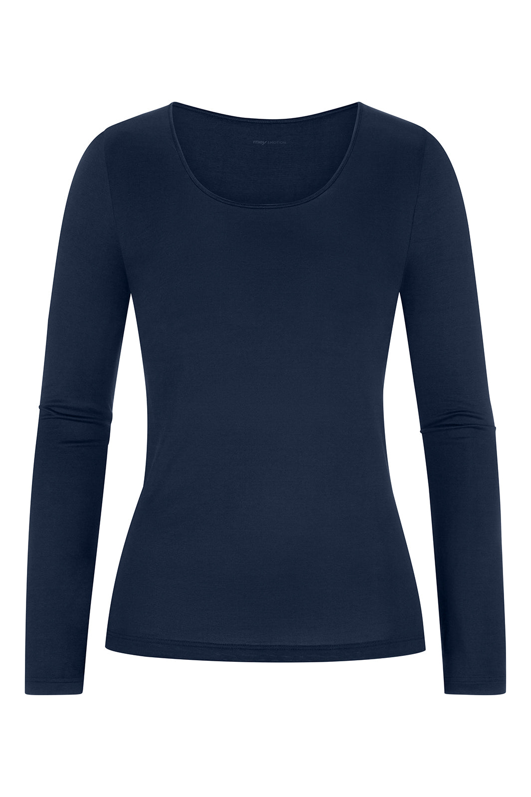 Navy blue long-sleeve shirt on a white background