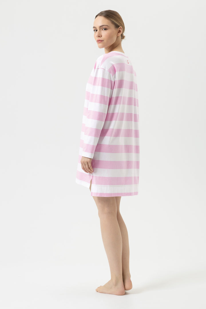 Mey soft pink striped long sleeved sleep shirt at Shirley Allum