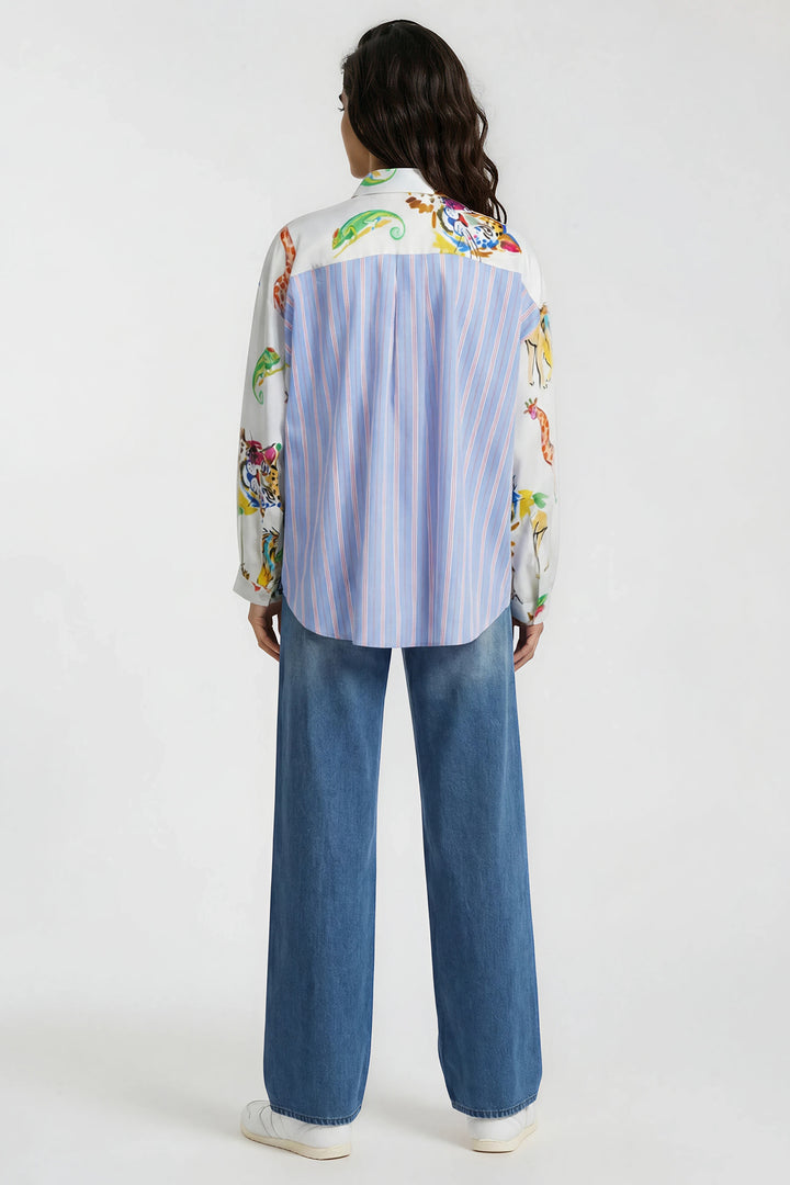 Milano Italy Cream Print Multicolour Blouse 63-2499-3732, detail