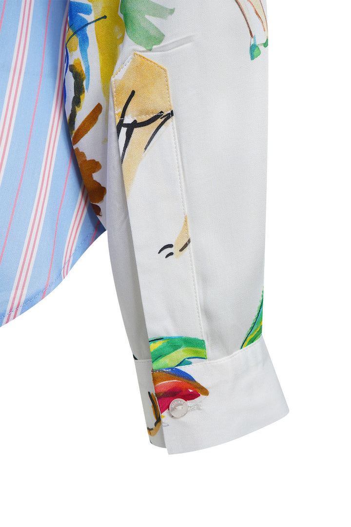Milano Italy Cream Print Multicolour Blouse 63-2499-3732, close-up