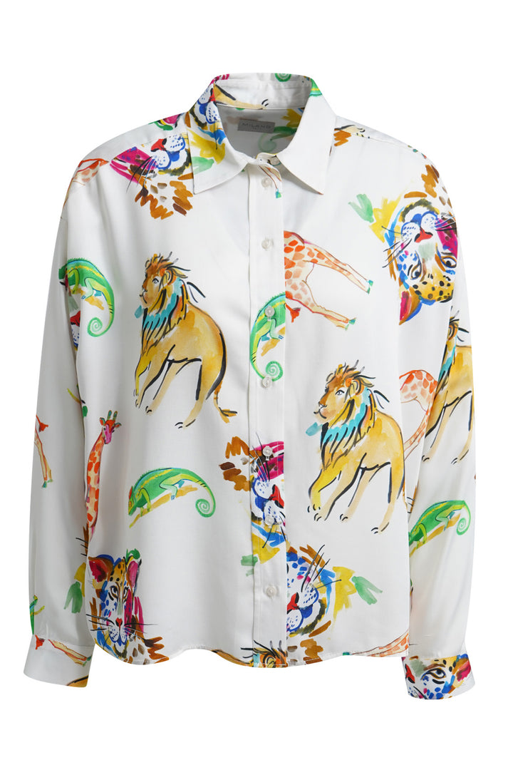 Milano Italy Cream Print Multicolour Blouse 63-2499-3732, back