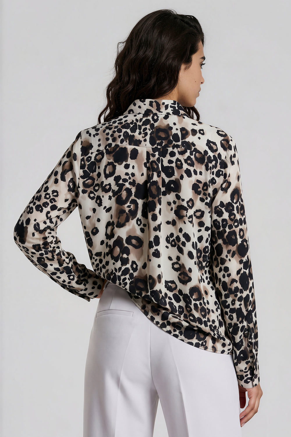 Milano Italy Mocca Print Beige Blouse, detail
