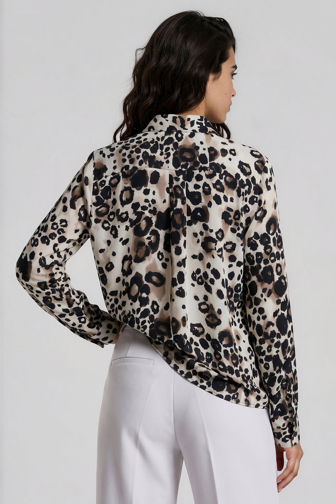 Milano Italy Mocca Print Beige Blouse, detail