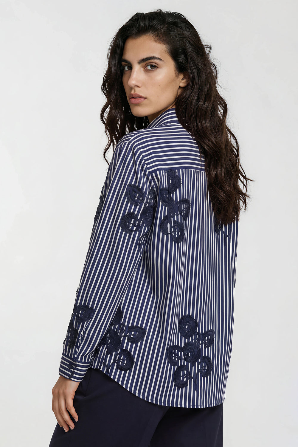 Milano Italy Navy Print Blouse, detail