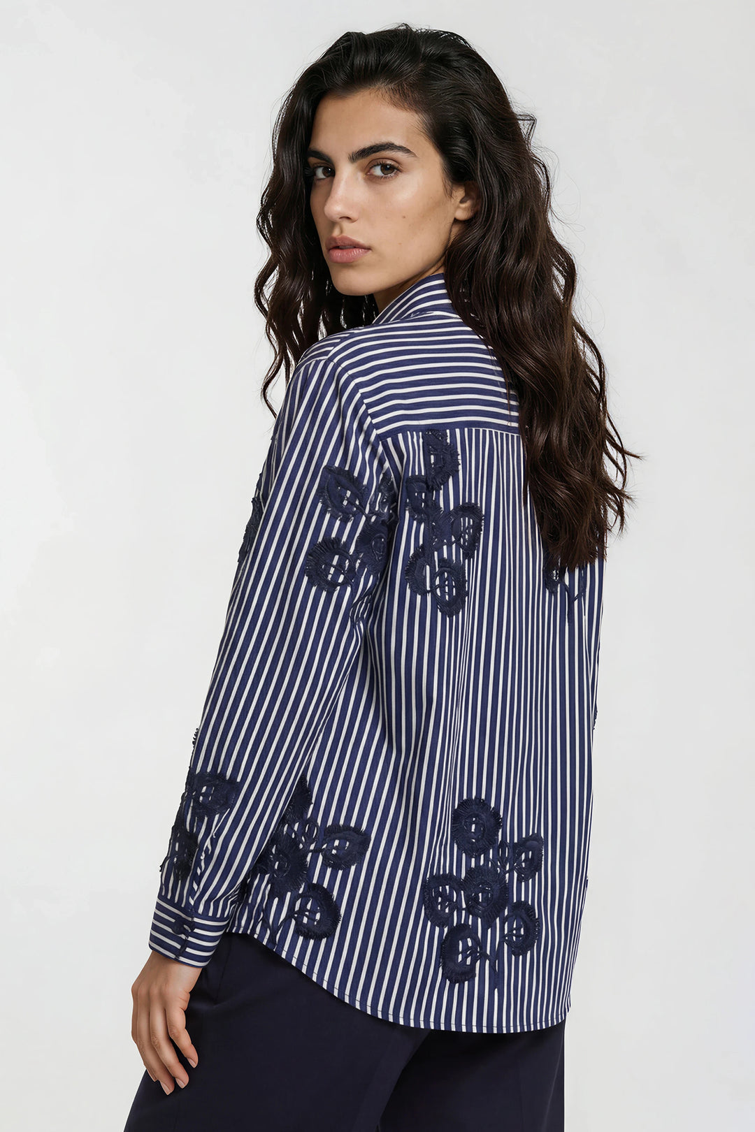 Milano Italy Navy Print Blouse, detail