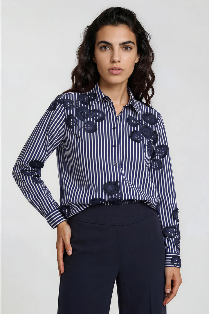 Milano Italy Navy Print Blouse, side