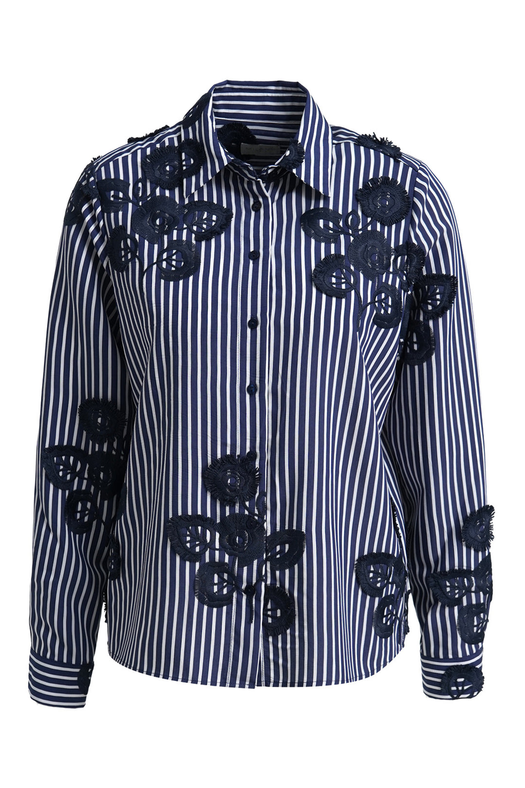 Milano Italy Navy Print Blouse, close-up