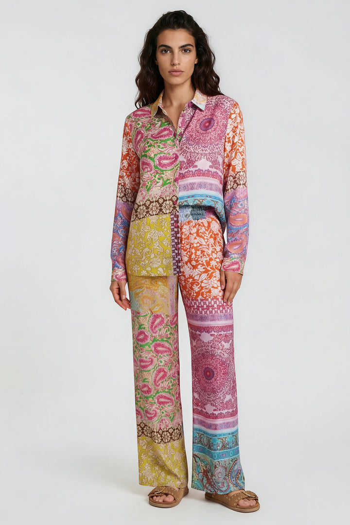 Milano Italy Pink Print Multicolour Blouse 63-6550-3655, front