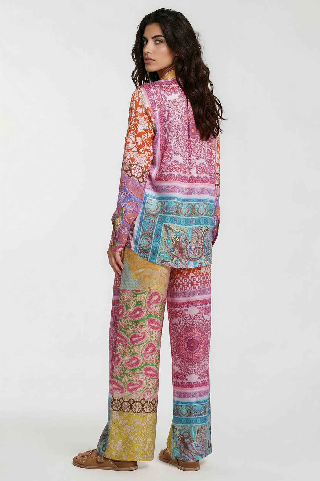 Milano Italy Pink Print Multicolour Blouse 63-6550-3655, detail
