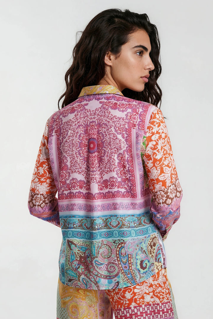 Milano Italy Pink Print Multicolour Blouse 63-6550-3655, side