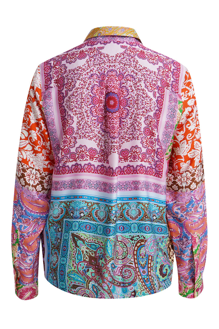 Milano Italy Pink Print Multicolour Blouse 63-6550-3655, back