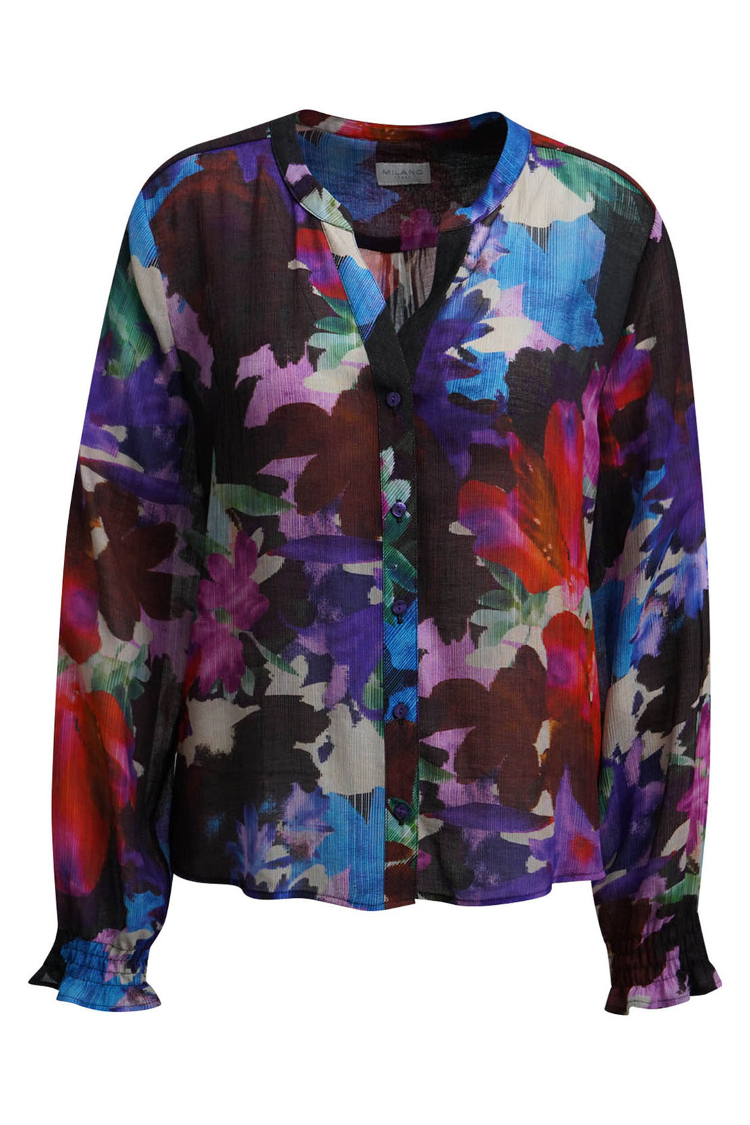 Milano Italy Purple Print Multicolour Blouse, front