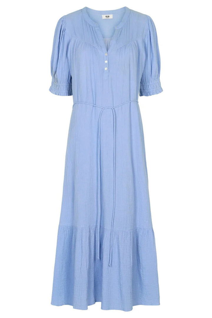 Moliin Copenhagen Alex Hydrangea Blue Cotton Midi Dress 2614026