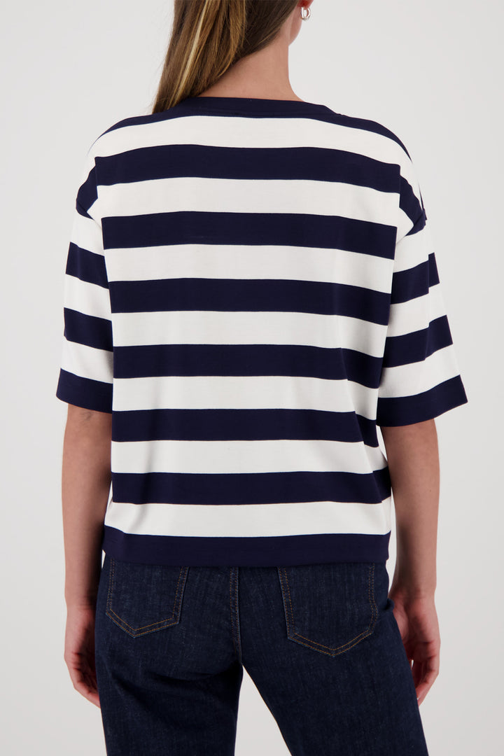 Monari 410180 756 Marine Navy White Stripe Sweatshirt