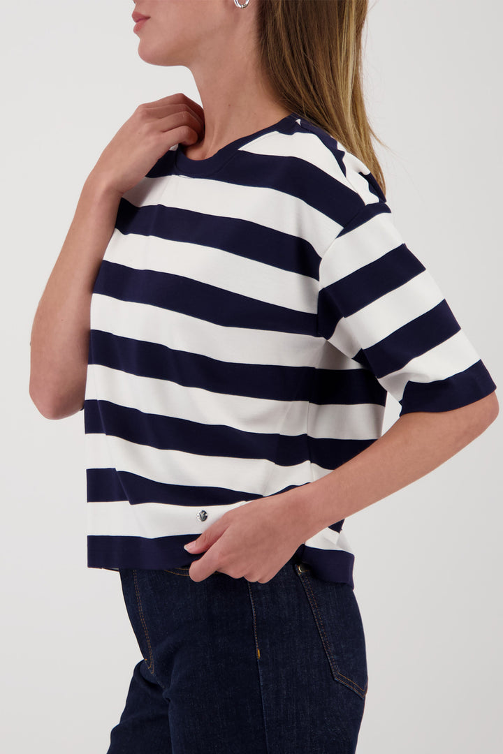 Monari 410180 756 Marine Navy White Stripe Sweatshirt