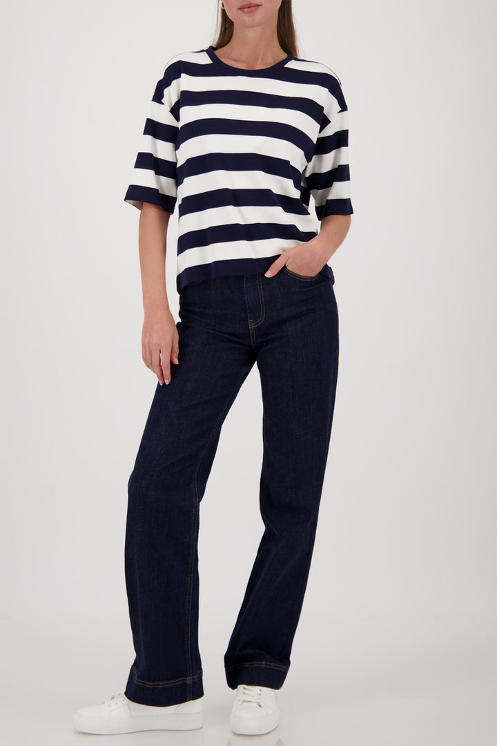 Monari 410180 756 Marine Navy White Stripe Sweatshirt