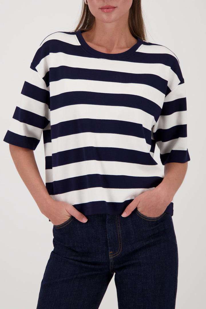 Monari 410180 756 Marine Navy White Stripe Sweatshirt