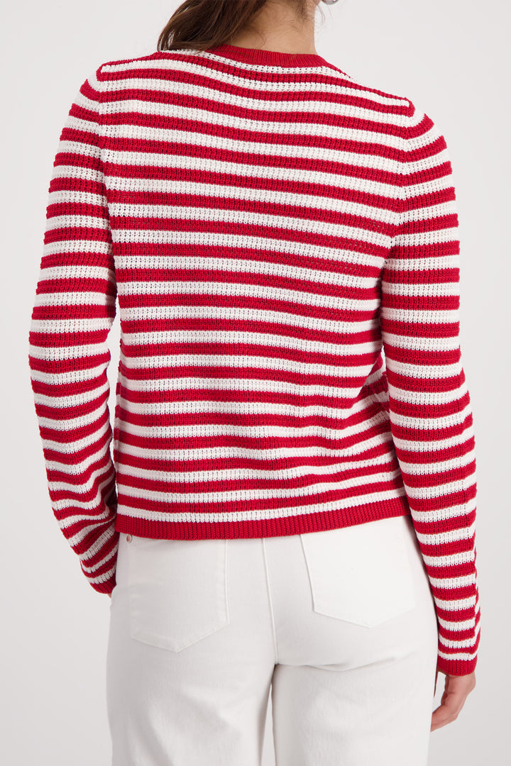 Monari 410216 351 Red Chilli Pepper Stripe Cardigan
