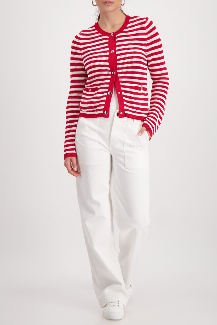 Monari 410216 351 Red Chilli Pepper Stripe Cardigan