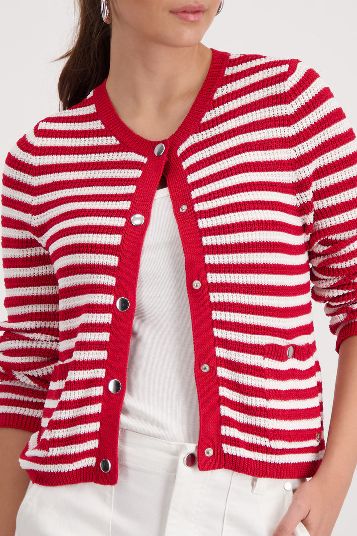Monari 410216 351 Red Chilli Pepper Stripe Cardigan