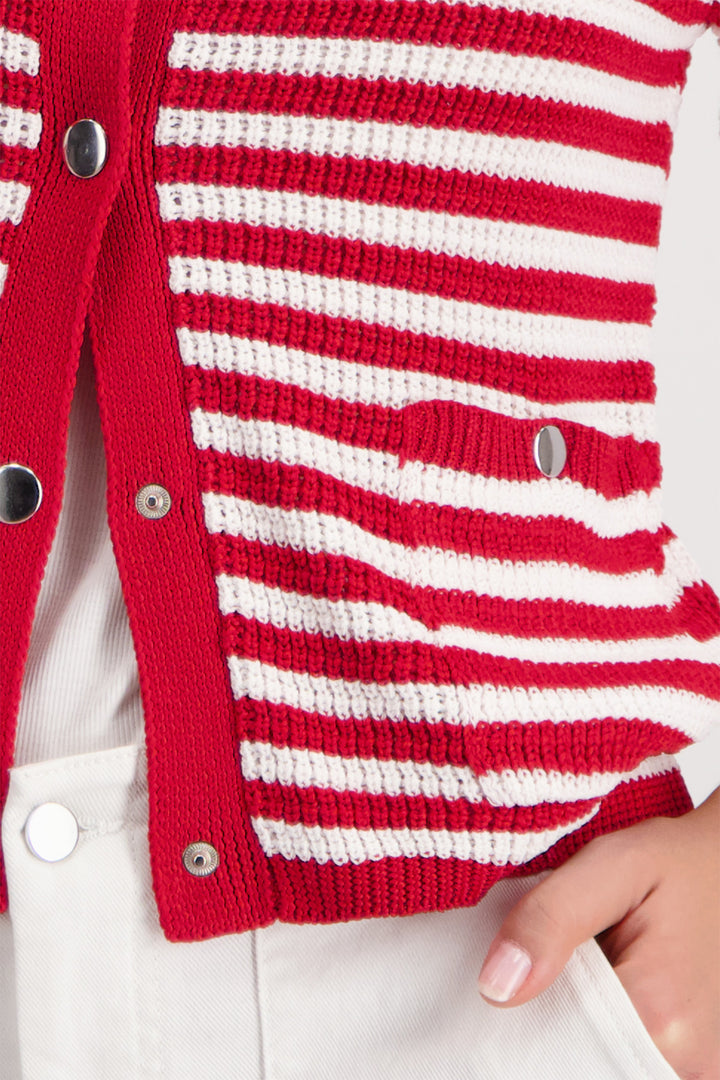 Monari 410216 351 Red Chilli Pepper Stripe Cardigan
