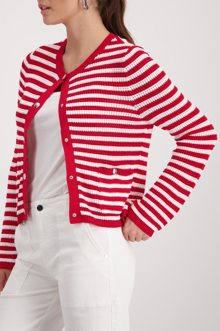 Monari 410216 351 Red Chilli Pepper Stripe Cardigan