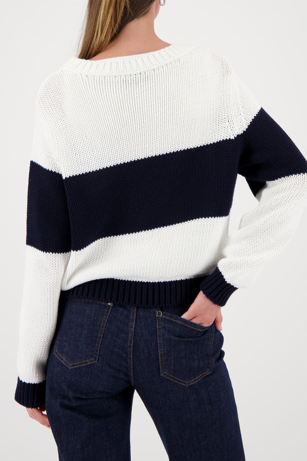 Monari 410218 757 Navy Stripe Patterned Jumper