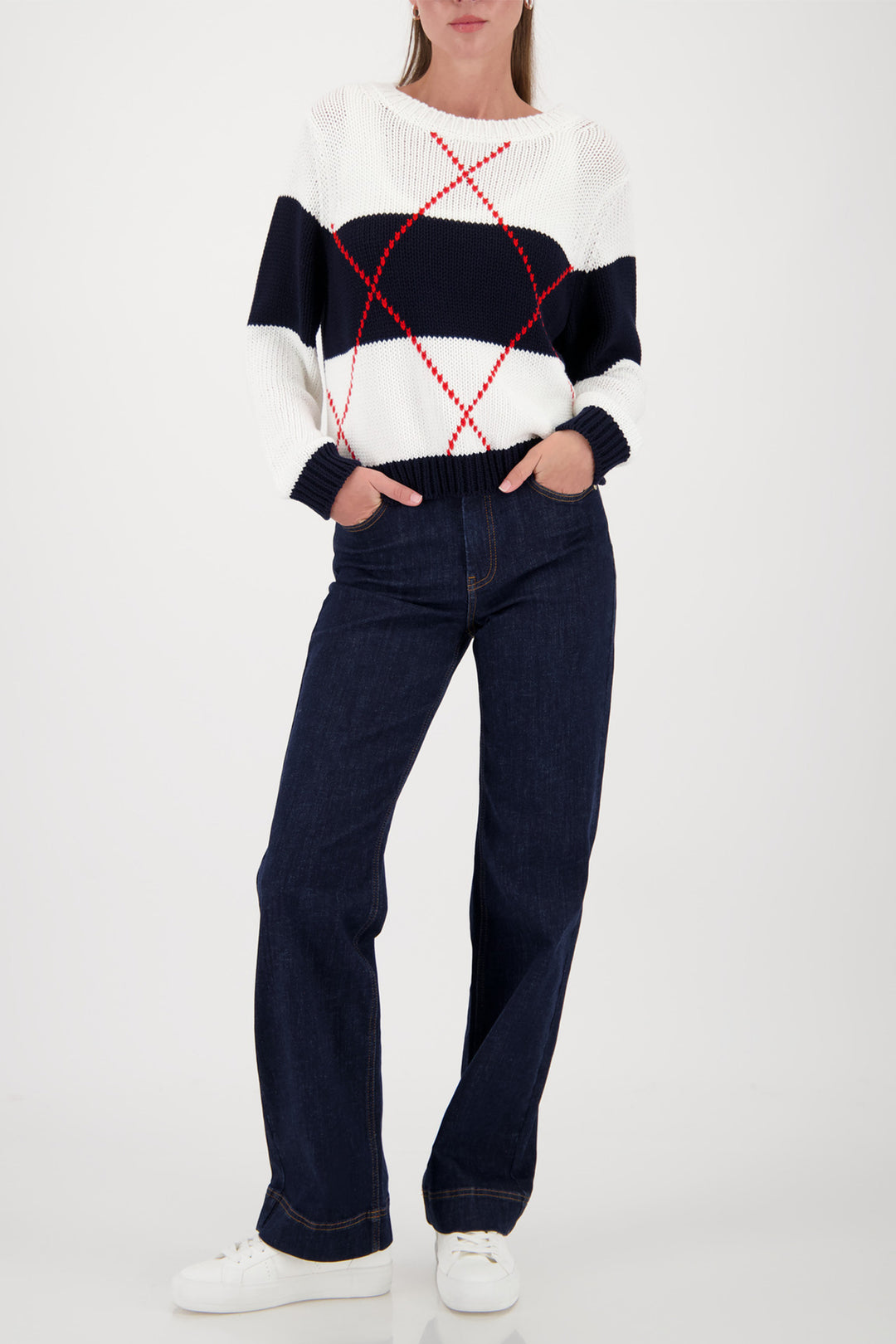 Monari 410218 757 Navy Stripe Patterned Jumper