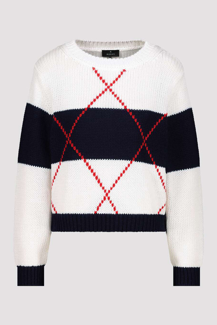 Monari 410218 757 Navy Stripe Patterned Jumper