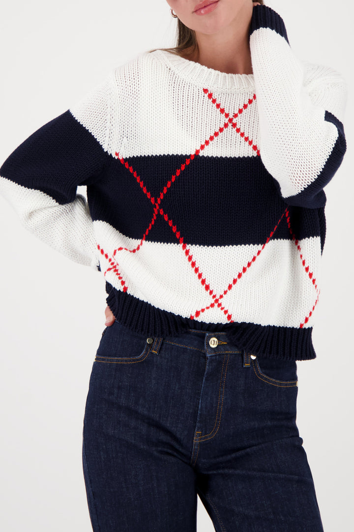 Monari 410218 757 Navy Stripe Patterned Jumper