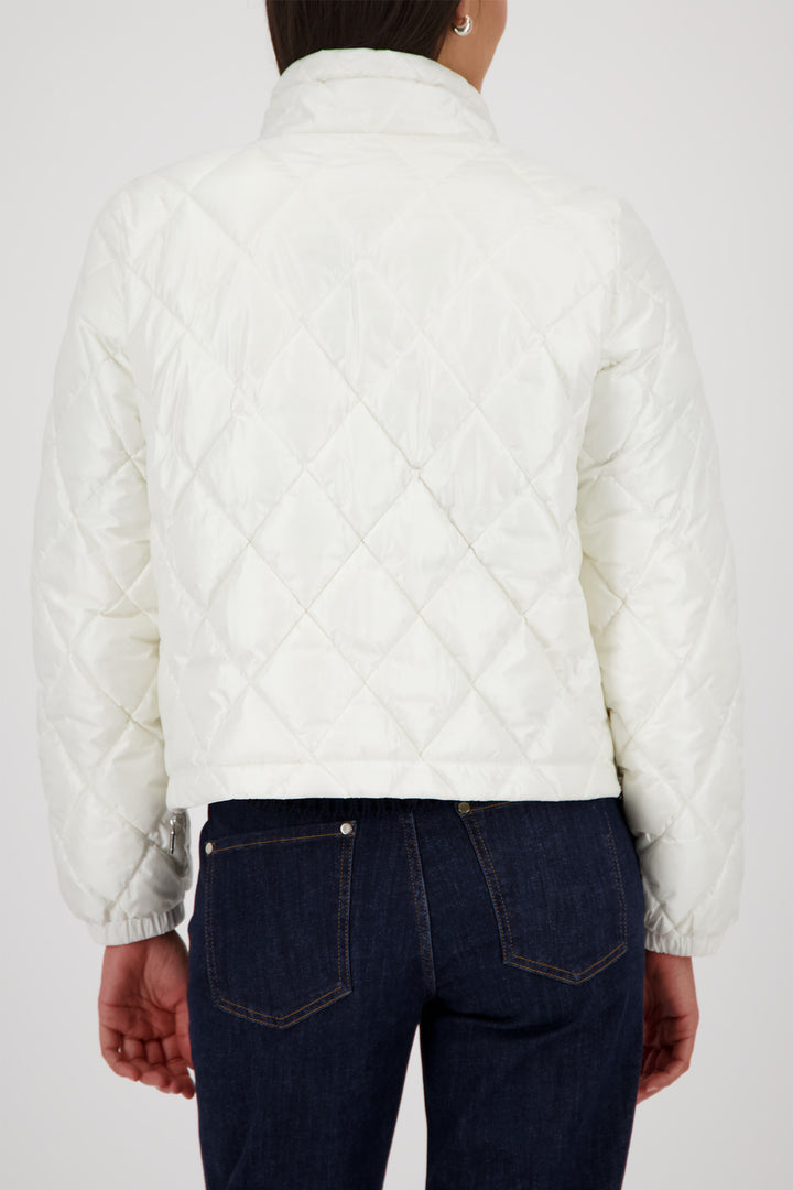 Monari 410351 102 Off-White Quilted Jacket With Stand Up Collar