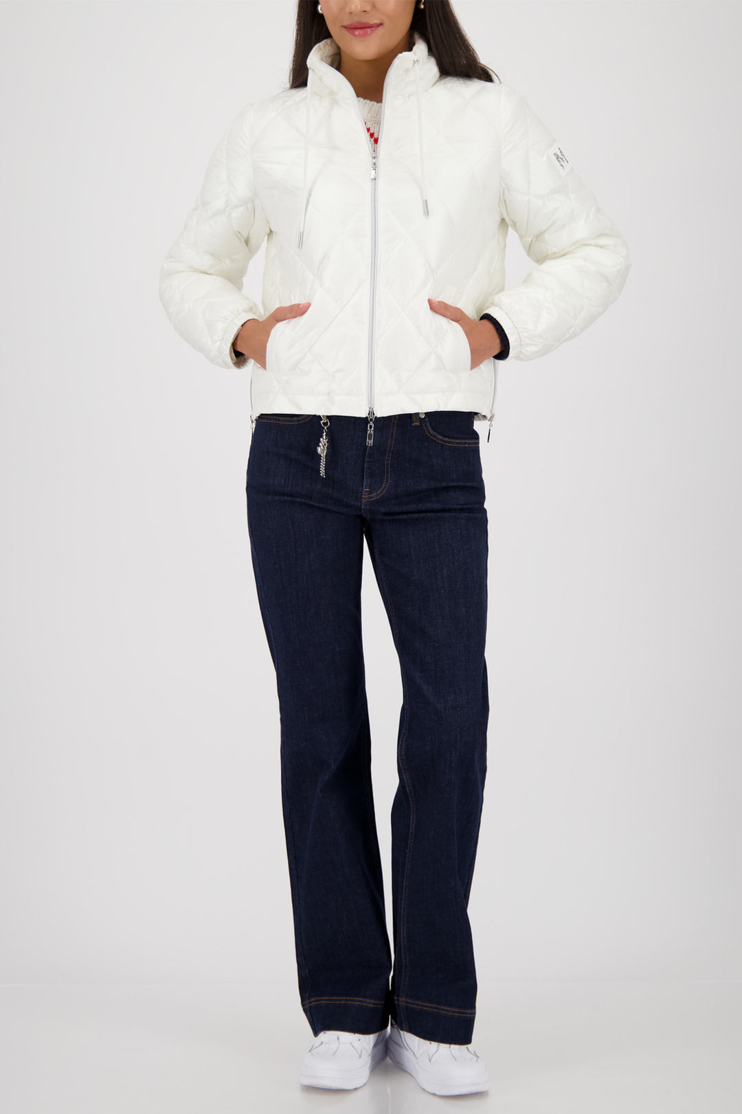 Monari 410351 102 Off-White Quilted Jacket With Stand Up Collar
