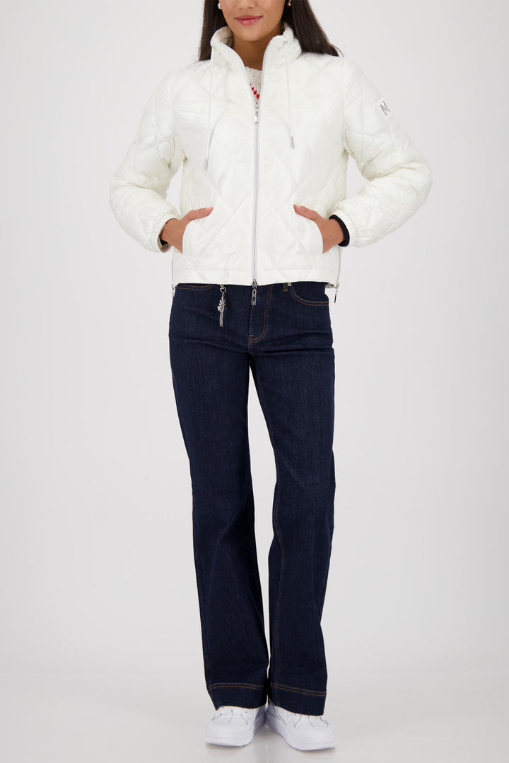 Monari 410351 102 Off-White Quilted Jacket With Stand Up Collar